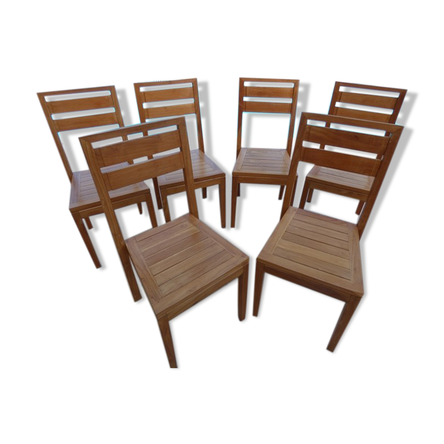 6 chairs of golden oak color in solid wood brand codium maison