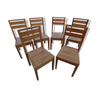 6 chaises de couleur chêne doré en bois massif de marque codium maison