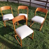 Set of 4 Baumann sled chairs with restored seats