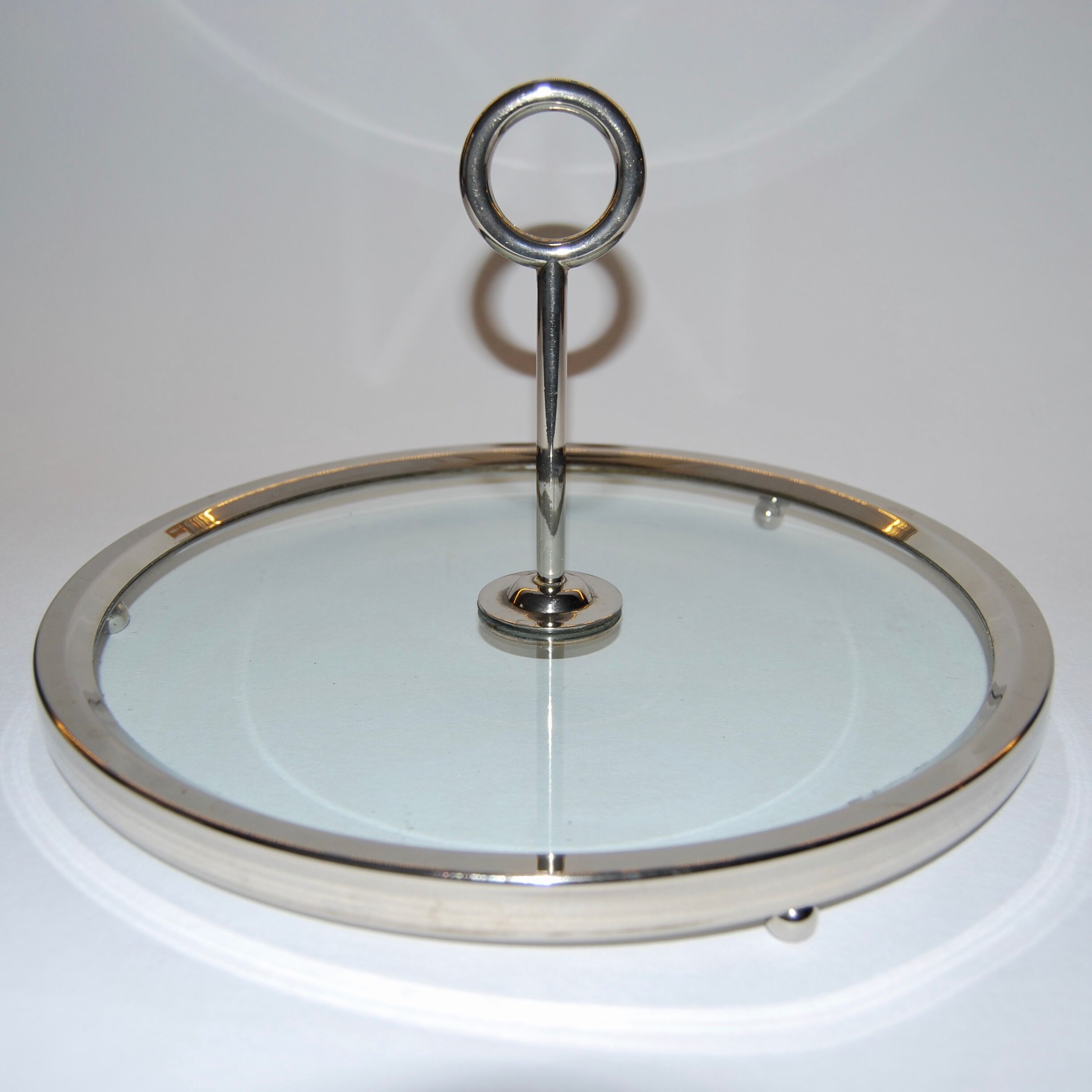 Glass and silver metal cheese platter