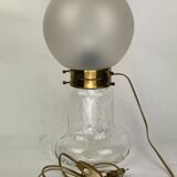 Lampe Art Déco style tourbillon laiton et champignon verre