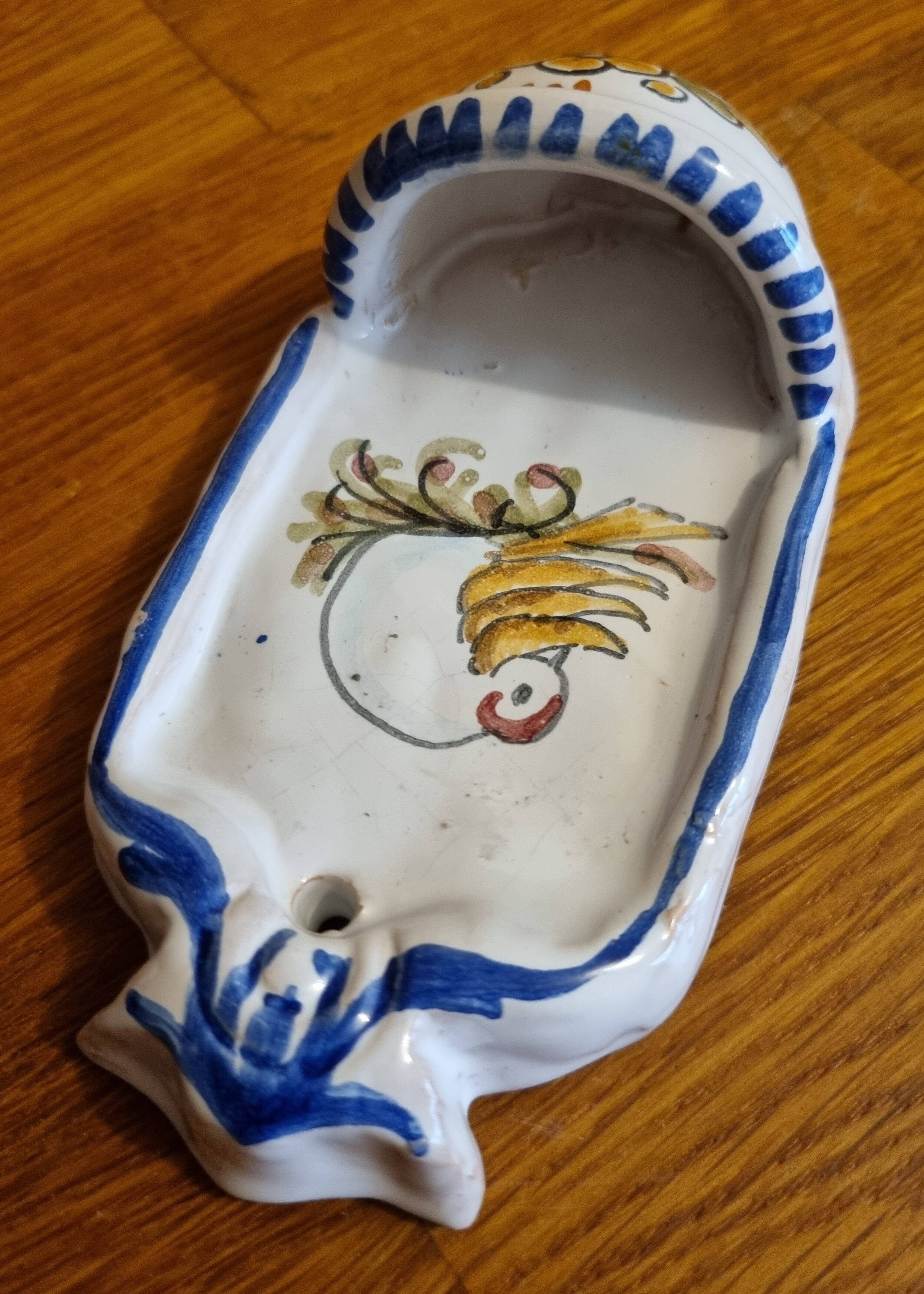 Antique earthenware holy water font from Puente del Arzobispo in Toledo, Spain