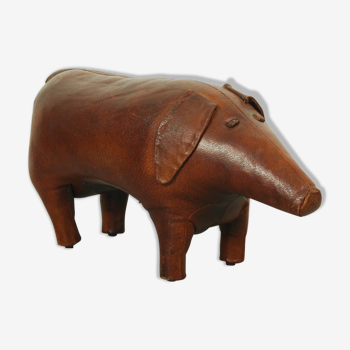 Leather Pig Stool By Dimitri Omersa, 1960s