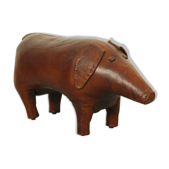 Leather Pig Stool By Dimitri Omersa, 1960s