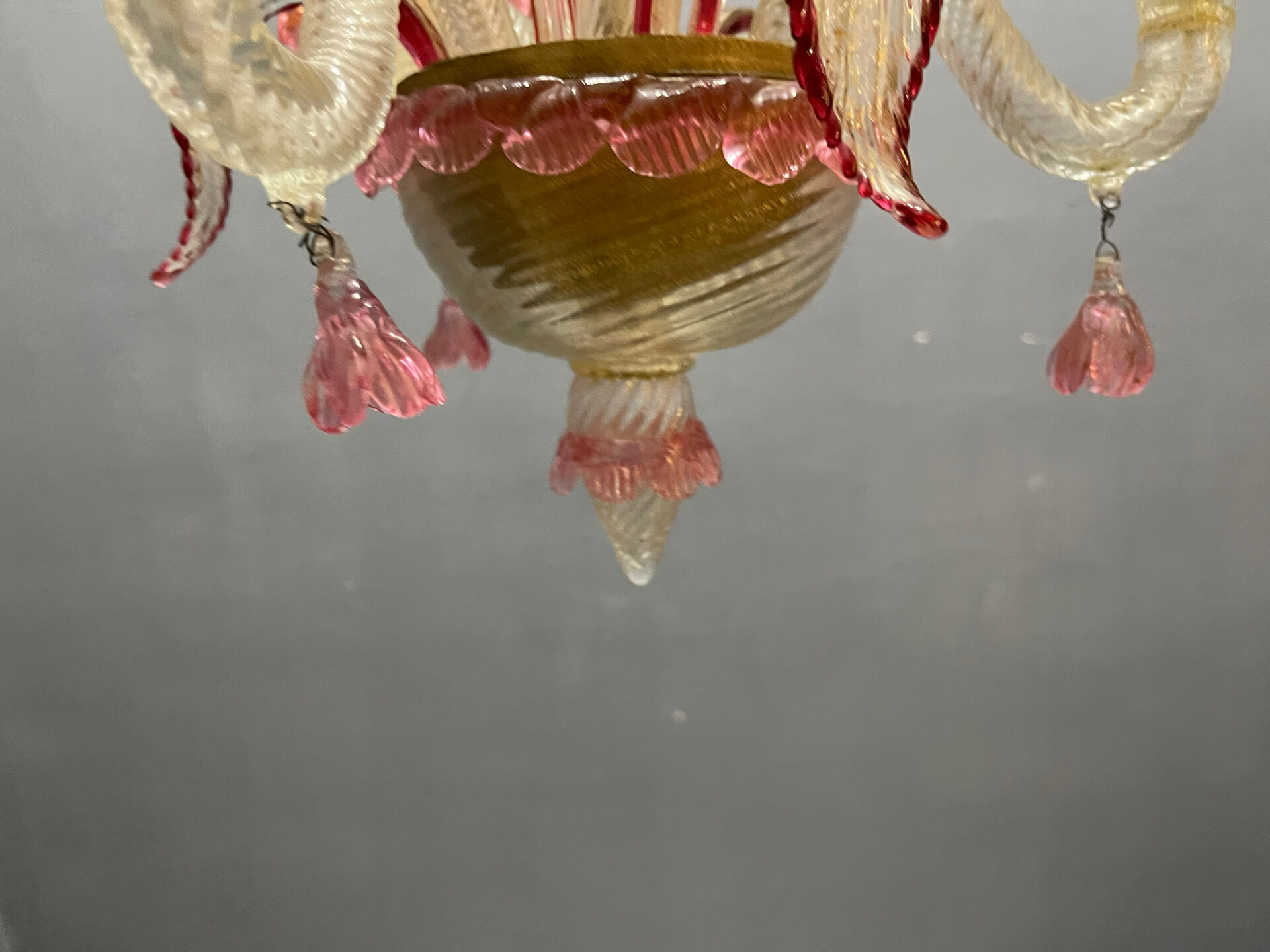 Venetian Pink Murano Glass Chandeliers Set of 2, 1960s