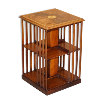 Table bibliothèque tournante Sheraton Revival en acajou et bois de satin