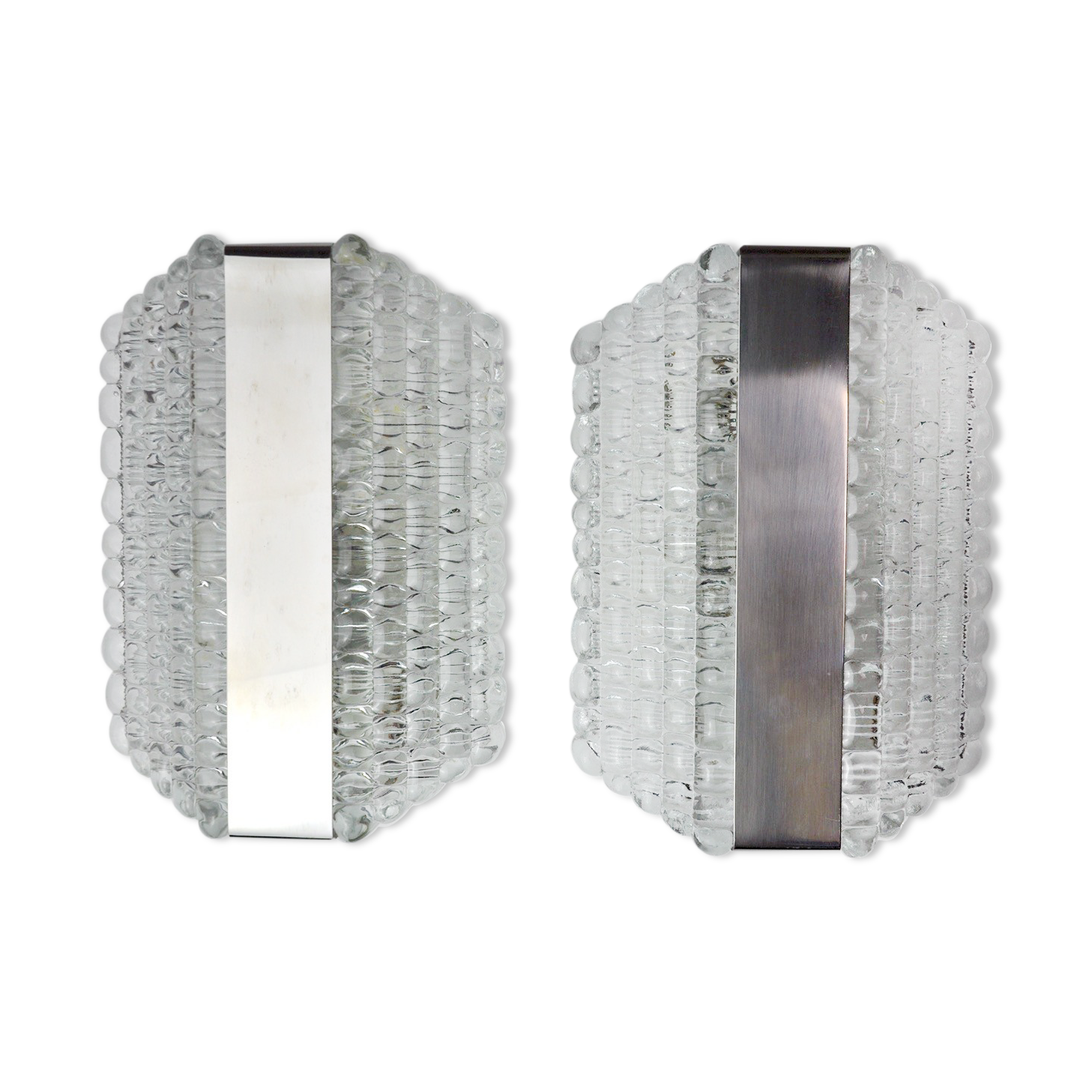 Pair of wall lamps by Kaiser Leuchten, frosted glass, Germany, 1960