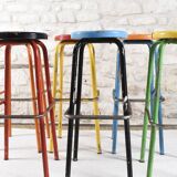 Set of 6 industrial high stools