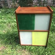 Vintage 60s storage display case with sliding windows