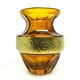 Art Deco vase, honey crystal oroplastic, Moser, Czechoslovakia, 1930s