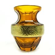 Art Deco vase, honey crystal oroplastic, Moser, Czechoslovakia, 1930s