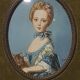 Rectangular frame in gilded wood, green velvet background with domed plastic glass