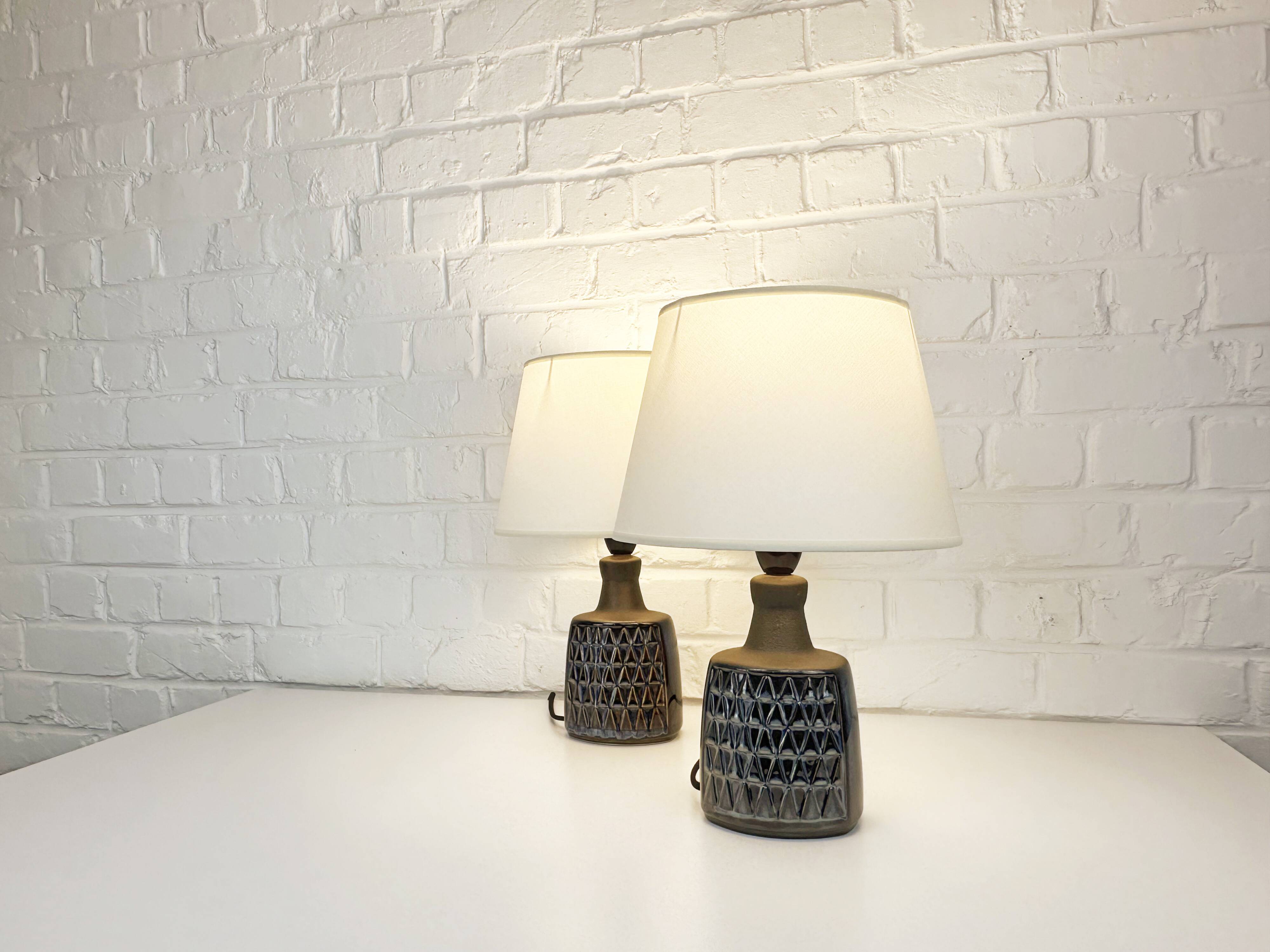 Paire de petites lampes en grès bleu Søholm par Einar Johansen Danemark