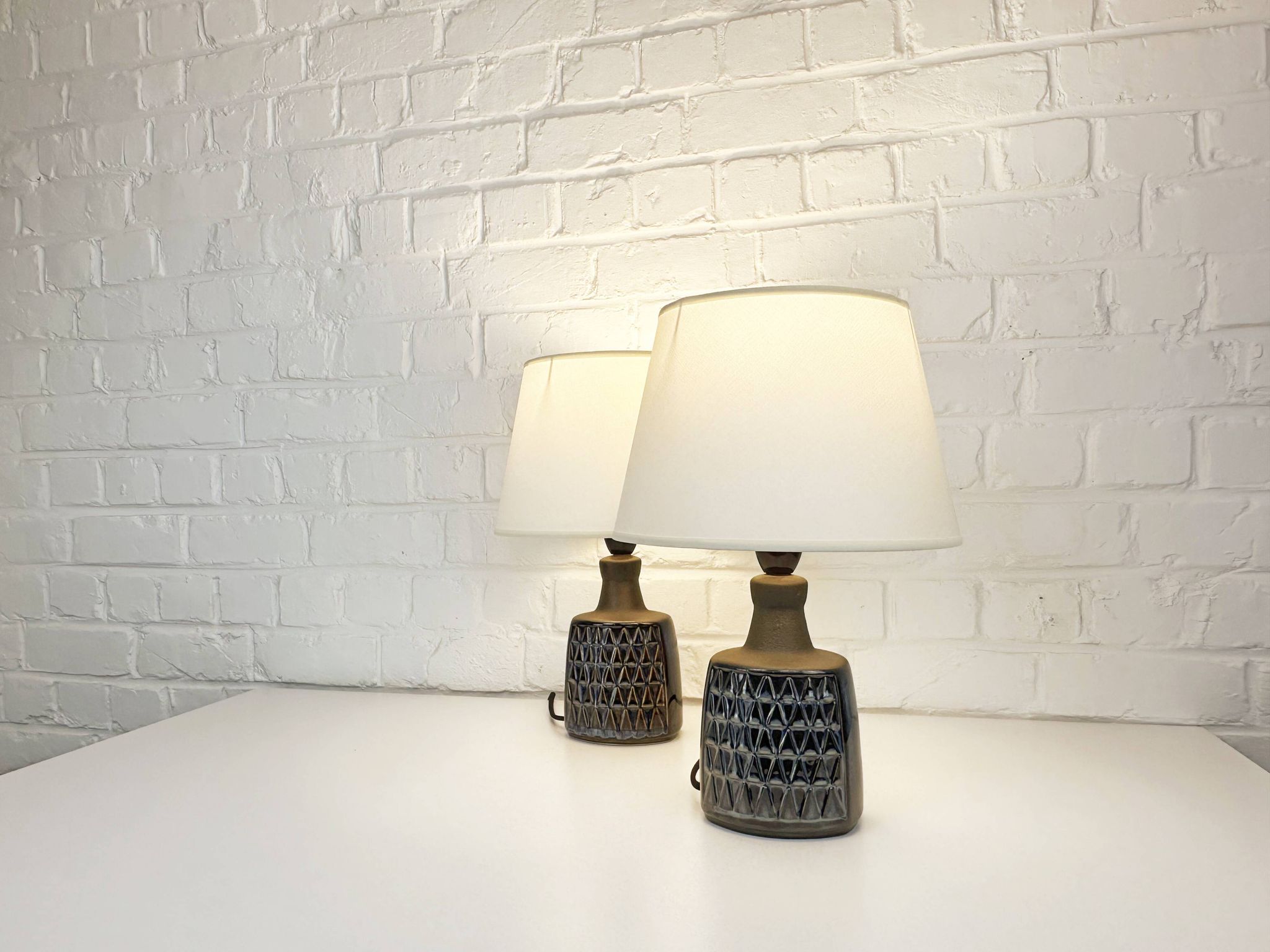 Paire de petites lampes en grès bleu Søholm par Einar Johansen Danemark