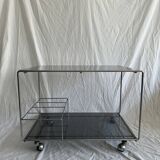 Smoked glass & steel rolling trolley
