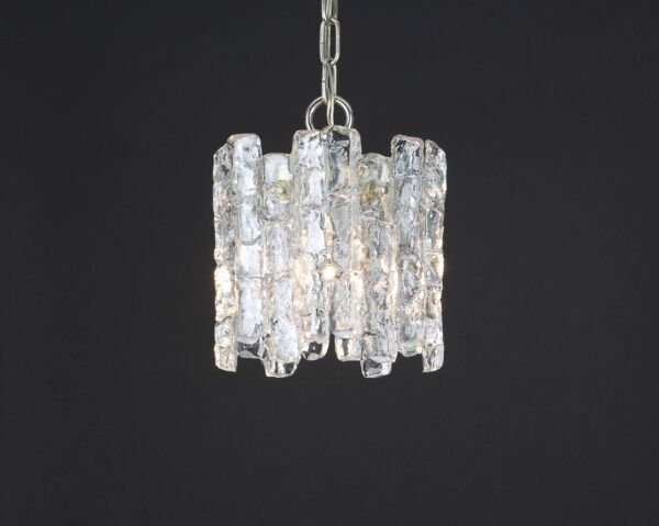Suspension en verre glace Murano par Kalmar, Autriche, années 1960