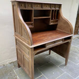 Antique solid wood secretary desk, handcrafted cabinetry.