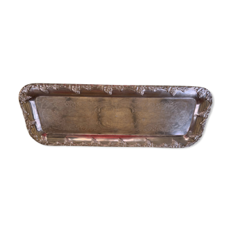 Rectangular metal top in chiseled silver color and vintage grape pattern