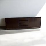 Minimalist vintage dark wood sideboard