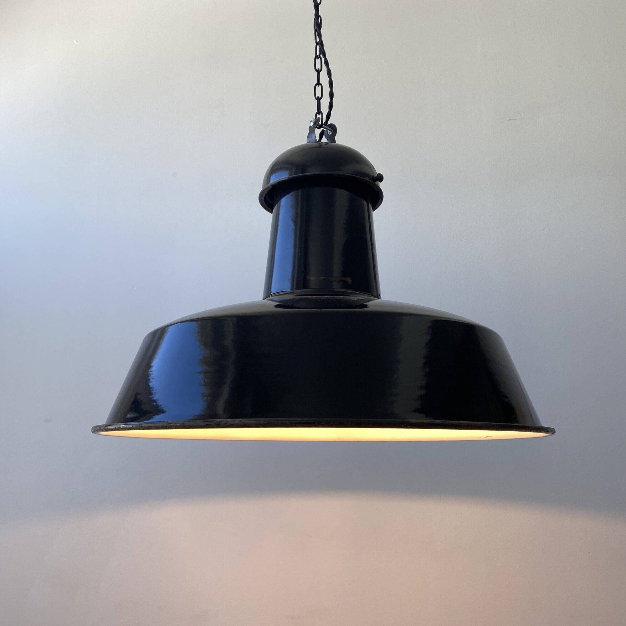 Pair of old industrial suspension lights xxl 40 cm