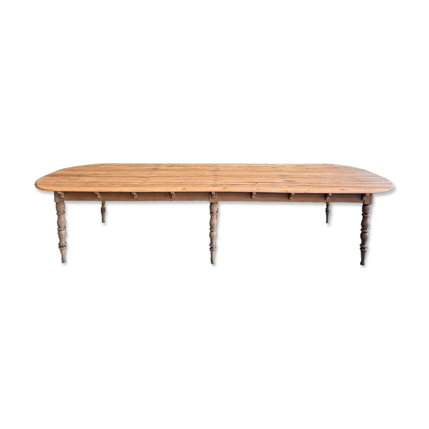 Large raw wood dining table