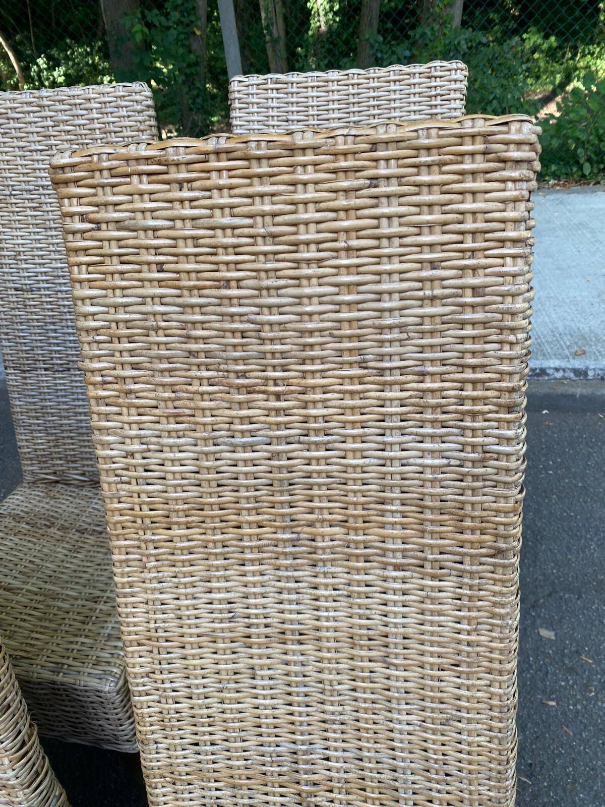 4 dining chairs in natural woven rattan Rotin-Design France