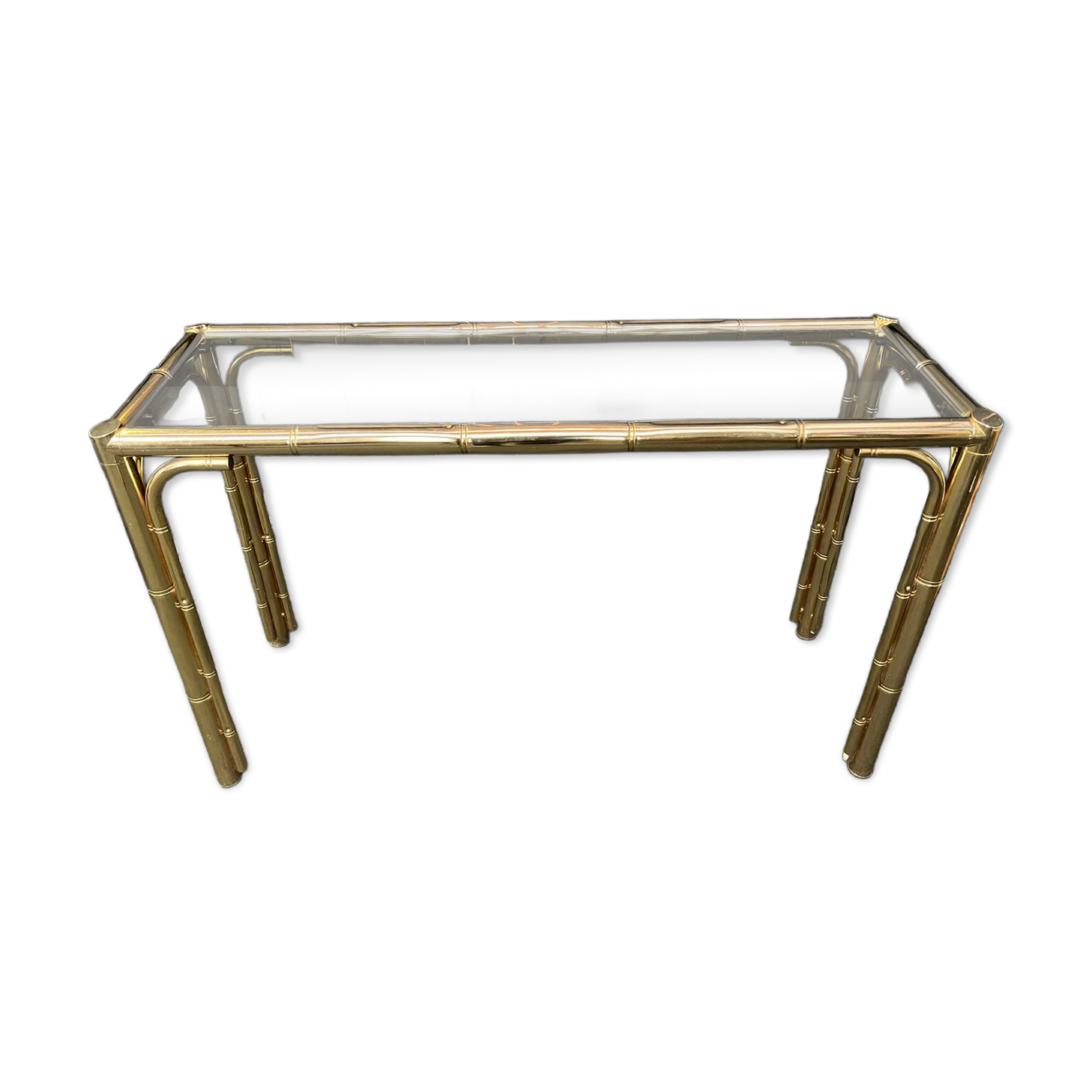 Bamboo-style Console Table Brass 1970