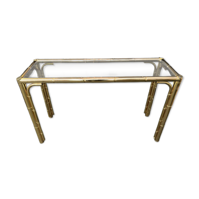 Guéridon Console faux bambou Laiton 1970