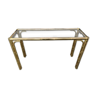 Bamboo-style faux brass console table 1970