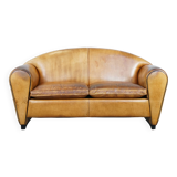 Sheep leather spacious 2-seater Art Deco design sofa from Bart van Bekhoven