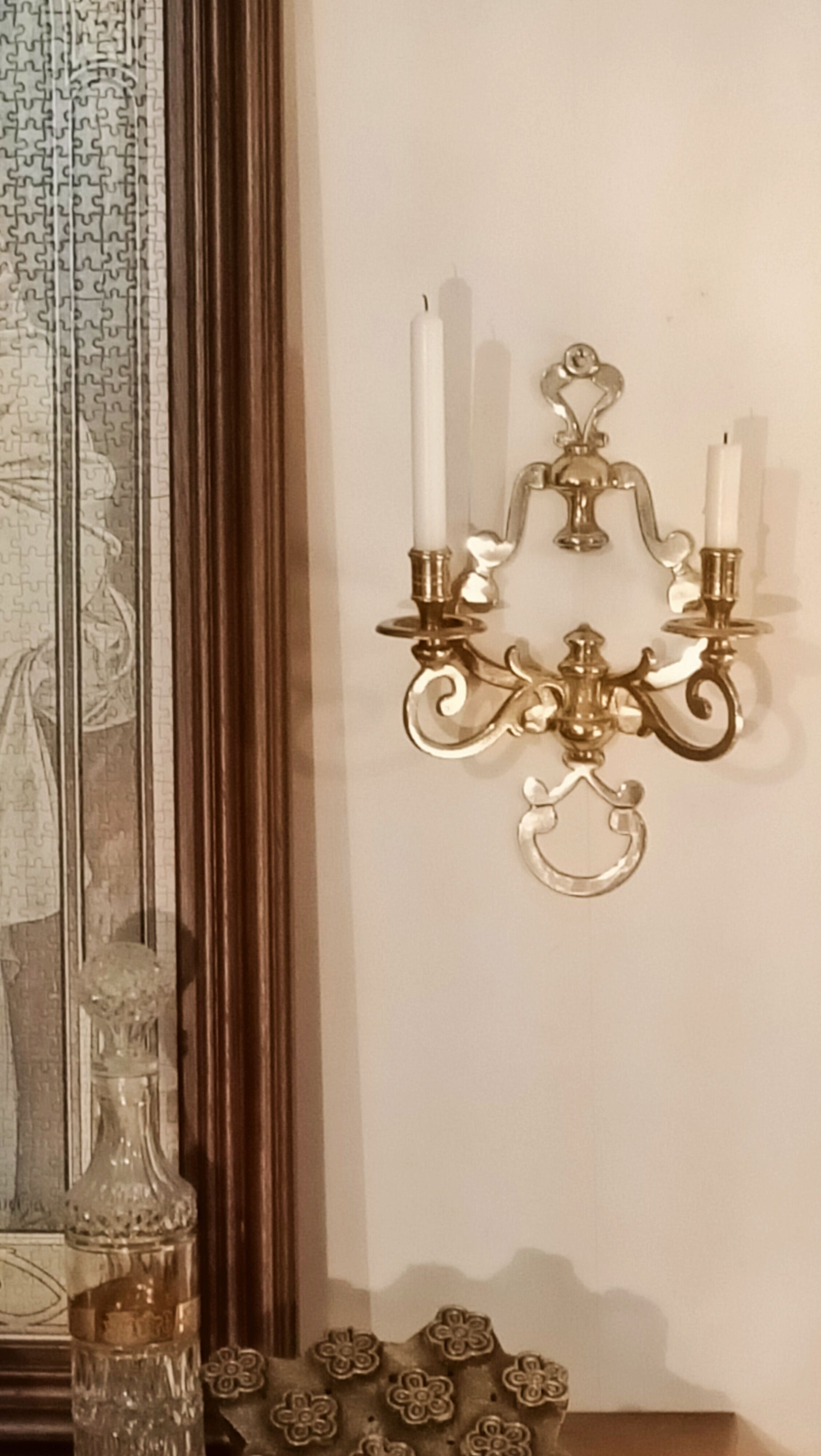 Pair of golden wall candle holders