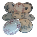 8 antique ironstone dinner plates