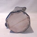 Ancienne Cruche En Faïence Bleu Cobalt Avec Décor Émaillé