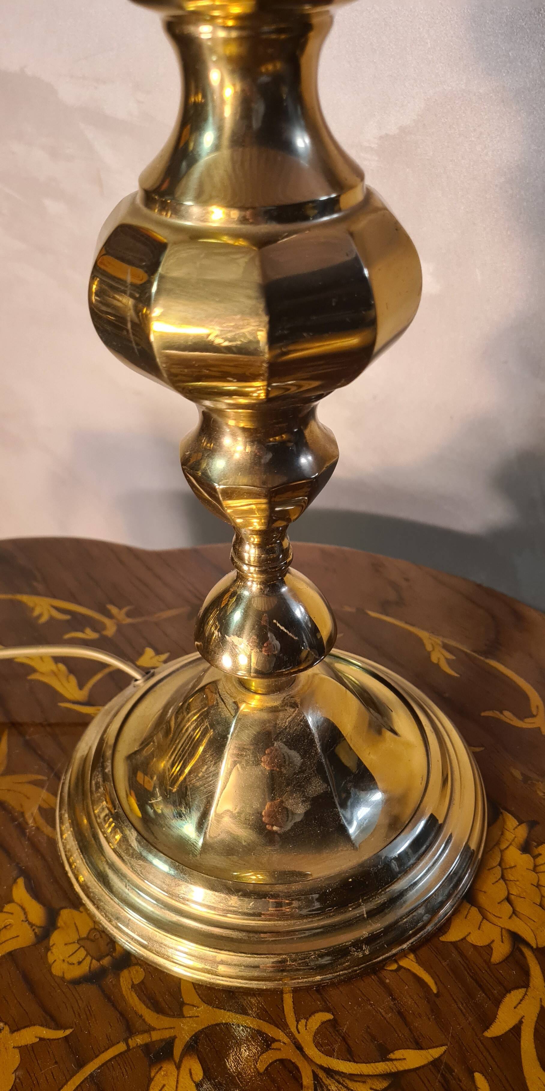 polished brass lamp 1970 glass paste lampshade vianne 56x35 elec ok