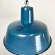 Industrial blue enamel factory pendant lamp 1960s