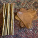 Tabourets tripodes mexicain vintage en bambou et cuir