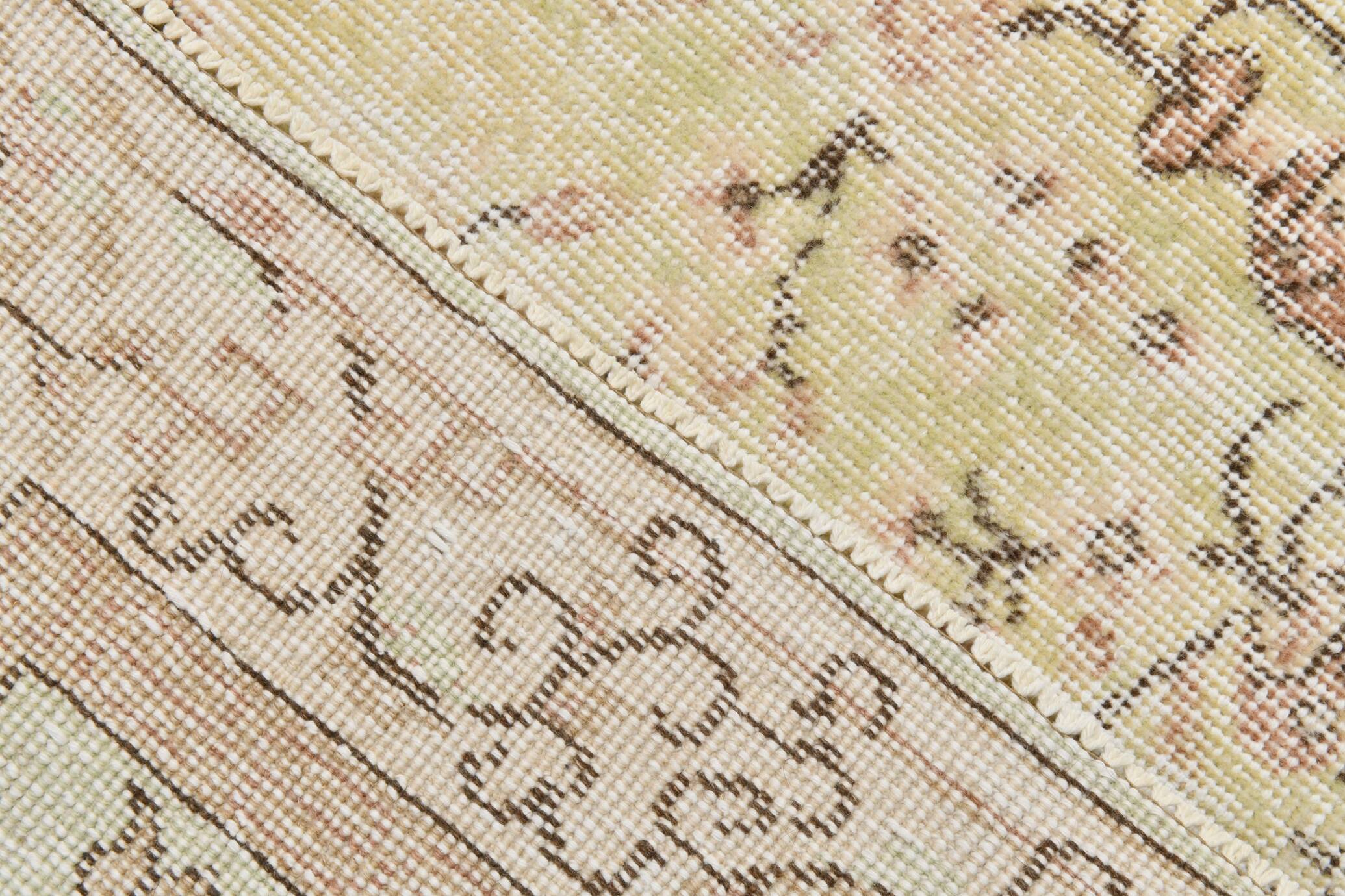 3x6 Pale Yellow & Brown Classic Turkish Rug, 110x197Cm