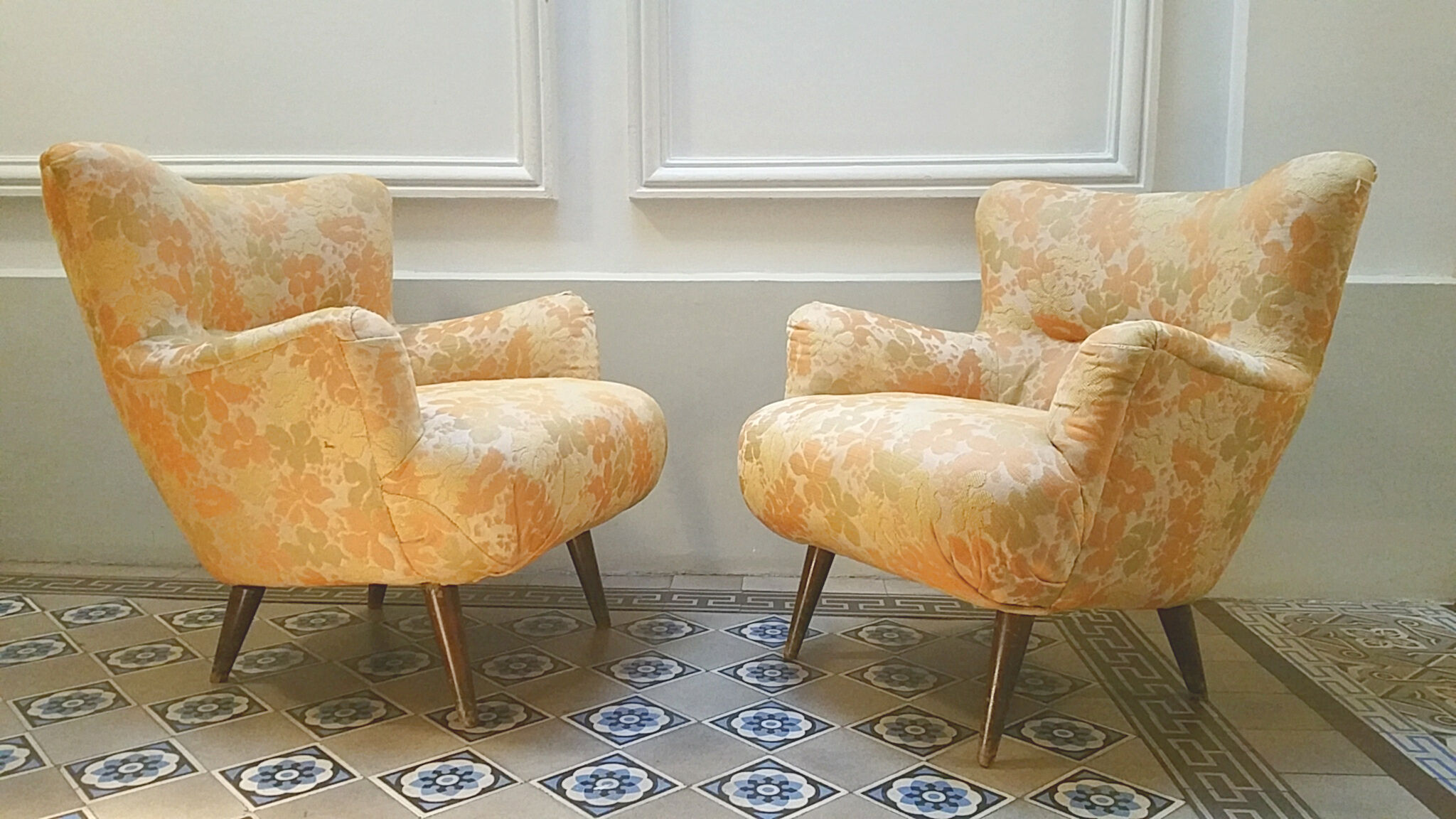 Pair of chairs design organic vintage 50s 60s
