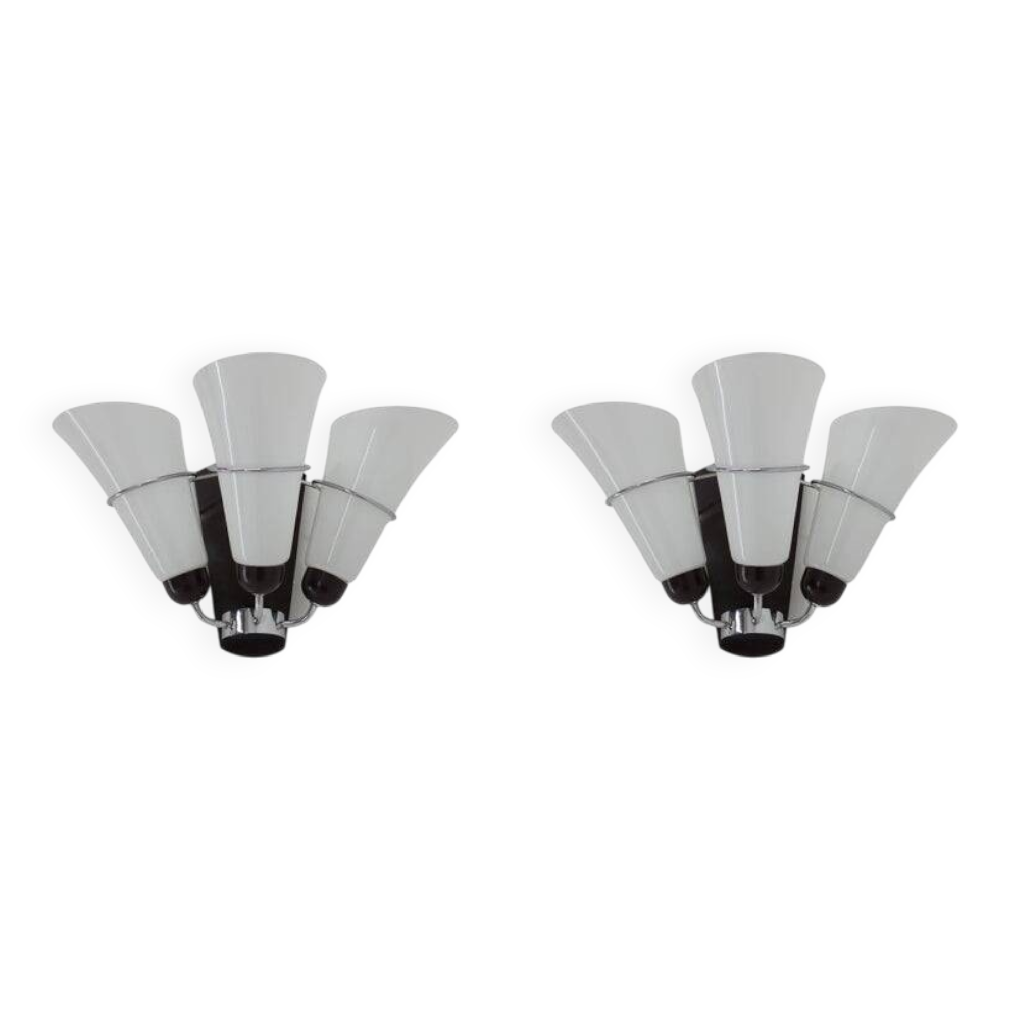 Pair of Minimalist Czechoslovakian Crystal Wall Lamps, 1970s