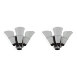 Pair of Minimalist Czechoslovakian Crystal Wall Lamps, 1970s