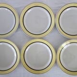6 vintage Badonviller earthenware flat plates