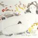 Watercolor in colors signed by alain bonnefoit, nude elongated, 2015