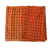 Berber orange checkered blanket - 163 x 333 cm