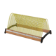 Yellow vinyl door, wooden structure