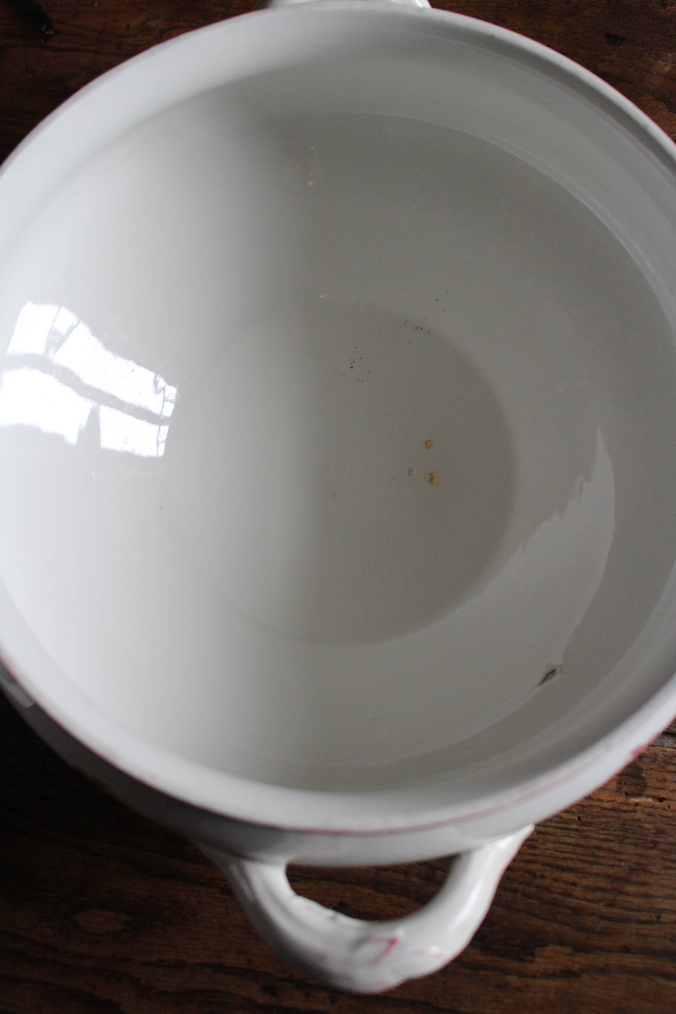 Soupière en terre de fer rose Fontanges Sarreguemines