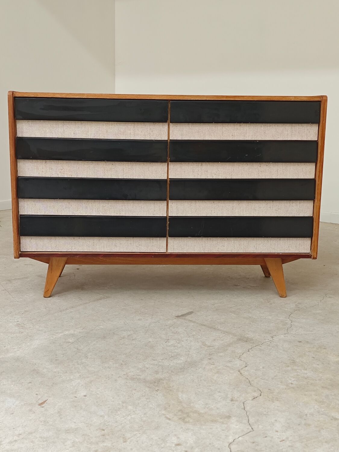 Wooden commode U 453 black and white by Jiri Jiroutek for Intérier Praha