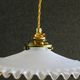 Old pendant light in opaline painted white and gold, new socket and new cable