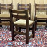 Set of 4 brutalist oak chairs from the 1950s