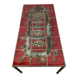 Table basse en ceramique et métal 1960 dans le goût de Roger Capron