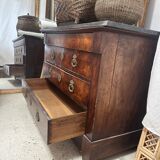 Chest of drawers in wood and gray marble with 4 drawers nineteenth century